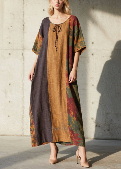 Modern Colorblock Oversized Patchwork Cotton Holiday Dress Summer
