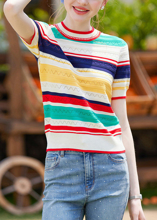 Modern Colorblock Oversized Striped Knit Tanks Summer