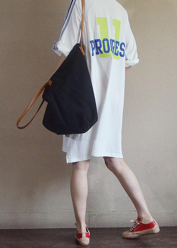 Modern Cotton Tunics 2019 Fashion Casual Loose Letter Cotton Dress - SooLinen