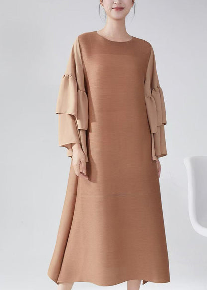 Modern Emerald Texture Patchwork Tea Dress Flare Sleeve