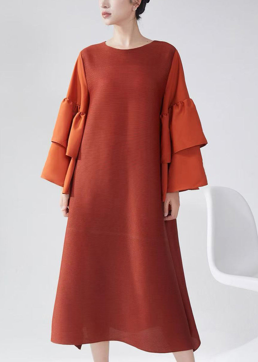 Modern Emerald Texture Patchwork Tea Dress Flare Sleeve