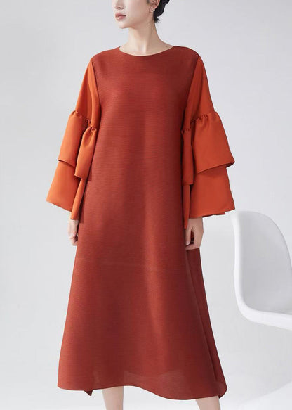 Modern Emerald Texture Patchwork Tea Dress Flare Sleeve