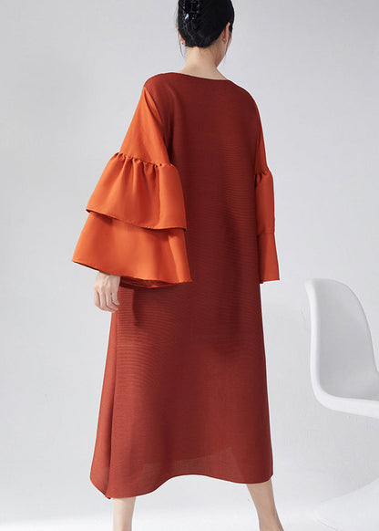 Modern Emerald Texture Patchwork Tea Dress Flare Sleeve