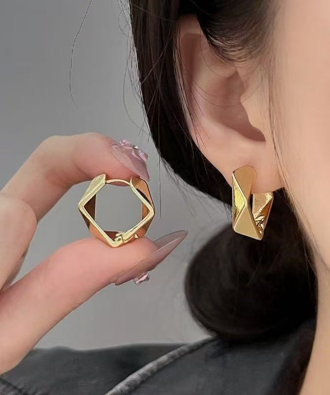 Modern Gold Asymmetric Geometric Alloy Stud Earrings