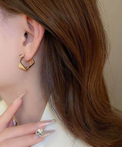 Modern Gold Asymmetric Geometric Alloy Stud Earrings