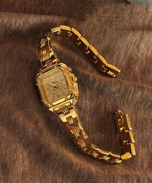 Modern Gold Stainless Steel Alloy Zircon Chain Watches