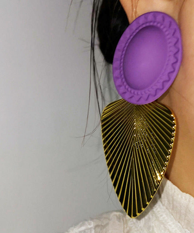 Modern Golden Leaf Shape Metal Drop Earrings