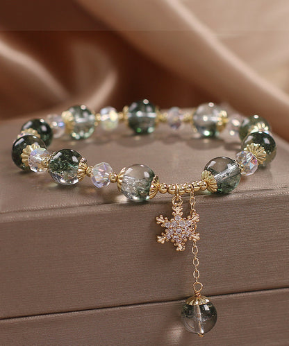 Modern Green Copper Zircon Crystal Flocos De Nieve Bracelet