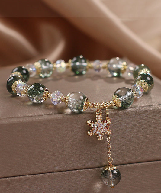 Modern Green Copper Zircon Crystal Flocos De Nieve Bracelet