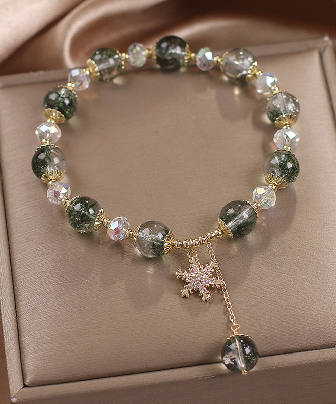 Modern Green Copper Zircon Crystal Flocos De Nieve Bracelet