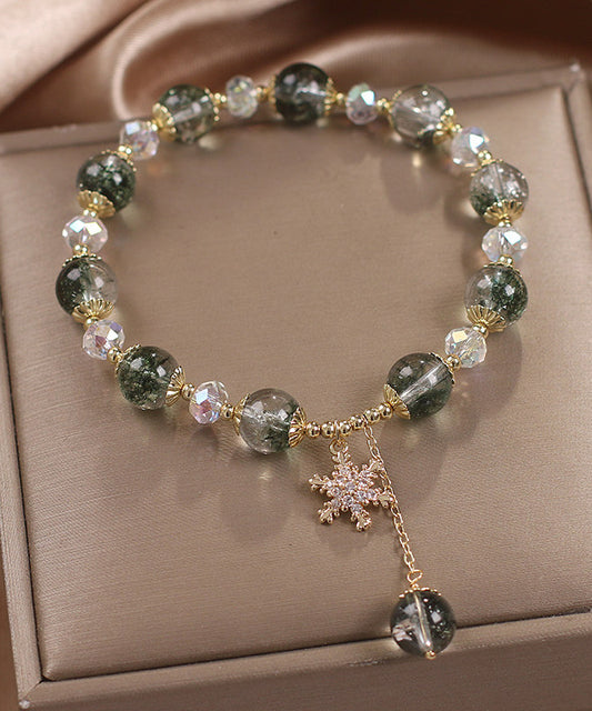 Modern Green Copper Zircon Crystal Flocos De Nieve Bracelet