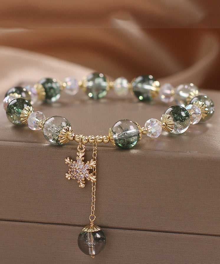Modern Green Copper Zircon Crystal Flocos De Nieve Bracelet