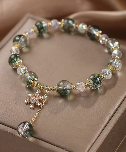 Modern Green Copper Zircon Crystal Flocos De Nieve Bracelet