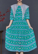 Load image into Gallery viewer, Modern Green Double-layer Collar Print Chiffon Dress Summer