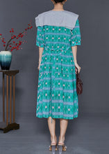Load image into Gallery viewer, Modern Green Double-layer Collar Print Chiffon Dress Summer