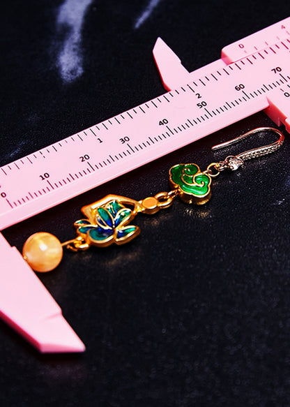 Modern Green Gilding Fine Beeswax Drop Earring