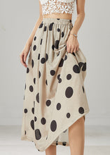 Load image into Gallery viewer, Modern Khaki Dot Print Linen A Line Skirt Summer