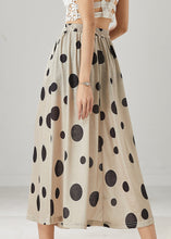 Load image into Gallery viewer, Modern Khaki Dot Print Linen A Line Skirt Summer