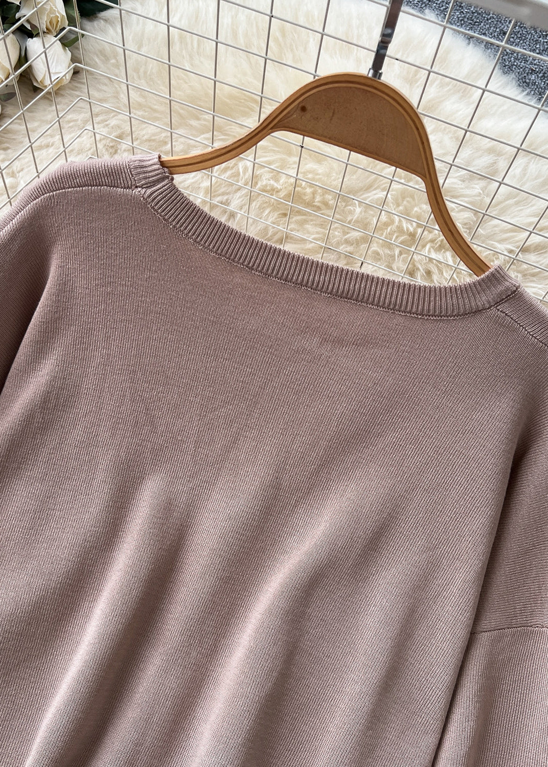 Modern Khaki Oversized Patchwork Pocket Knit Two Pieces Set Fall