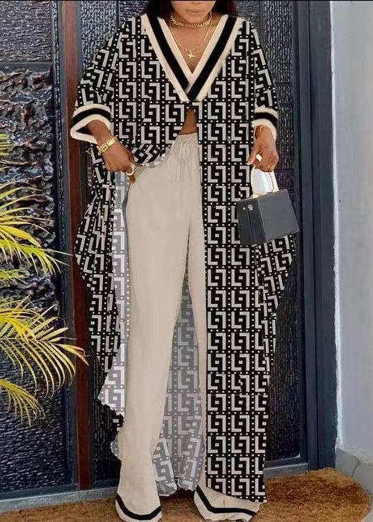 Modern Khaki Oversized Plaid Cotton Two Piece Suit Set Summer