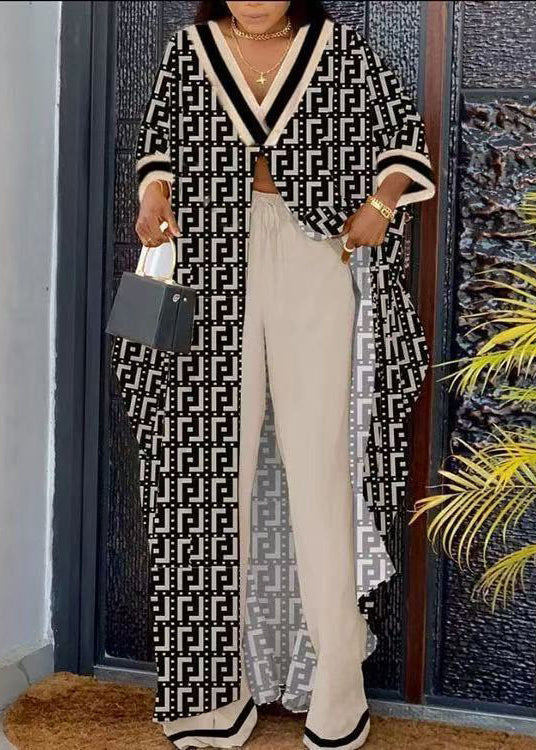Modern Khaki Oversized Plaid Cotton Two Piece Suit Set Summer