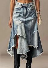 Load image into Gallery viewer, Modern Light Blue Asymmetrical Pockets High Waist Denim Skirt Summer