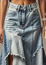 Load image into Gallery viewer, Modern Light Blue Asymmetrical Pockets High Waist Denim Skirt Summer