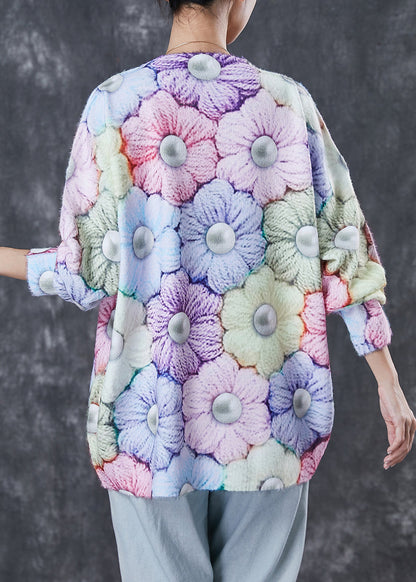 Modern Multicolour Floral Thick Knit Sweater Tops Winter