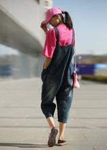 Load image into Gallery viewer, Modern Navy Oversized Patchwork Cotton Denim Jumpsuit Spring
