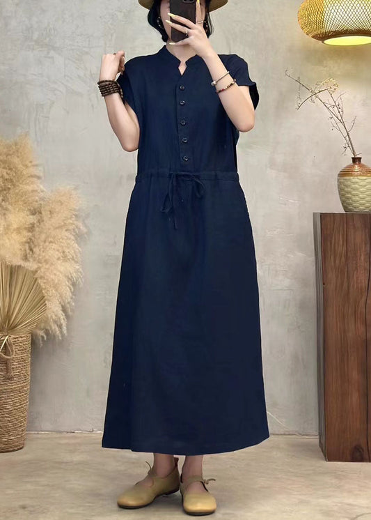 Modern Orange Cinched Linen Vacation Dresses Summer