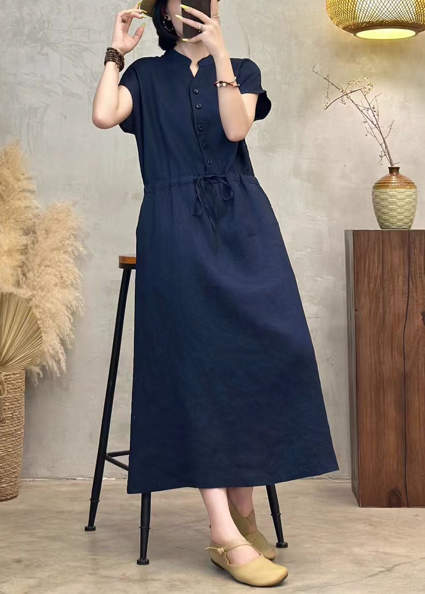 Modern Orange Cinched Linen Vacation Dresses Summer