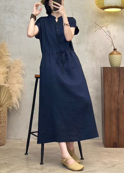 Modern Orange Cinched Linen Vacation Dresses Summer