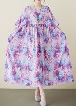 Load image into Gallery viewer, Modern Purple Print Patchwork Maxi Dresses Short Sleeve