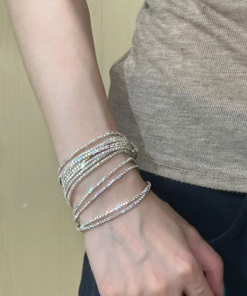 Modern Rainbow Alloy Zircon Ten Bangle