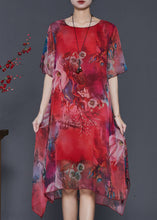 Load image into Gallery viewer, Modern Red Oversized Print Chiffon Beach Dress Summer