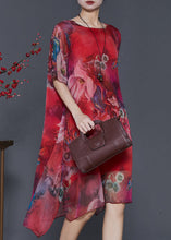 Load image into Gallery viewer, Modern Red Oversized Print Chiffon Beach Dress Summer