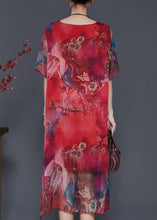 Load image into Gallery viewer, Modern Red Oversized Print Chiffon Beach Dress Summer