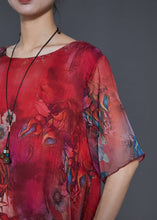 Load image into Gallery viewer, Modern Red Oversized Print Chiffon Beach Dress Summer