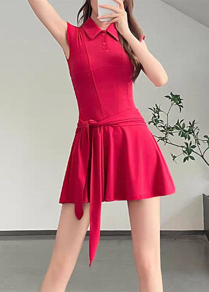 Modern Red Peter Pan Collar Tennis Dresses Summer