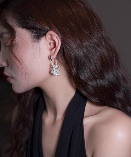 Modern Silk Copper Overgild Pearl Tassel Hoop Earrings