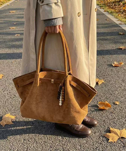 Modern Solid Durable Large Capacity Fine Suede Satchel Handbag