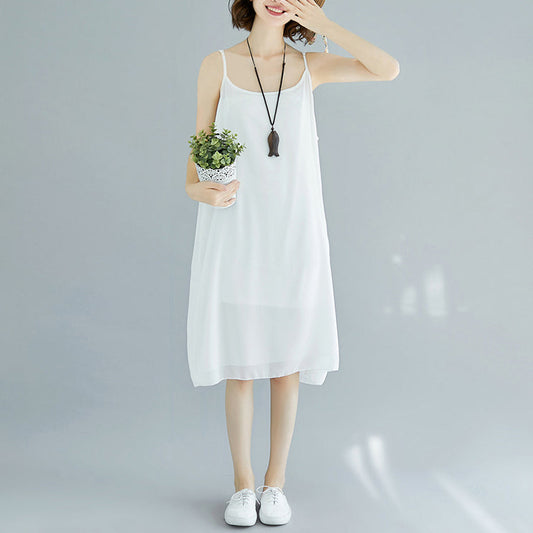 Modern Spaghetti Strap chiffon dresses Indian Sewing white Dresses