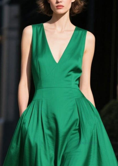 Modern Tea Green Print Cotton Party Dress Summer