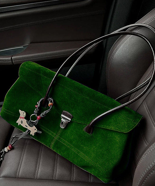 Modern Tea Green Solid Durable Suede Women Shoulder Bags