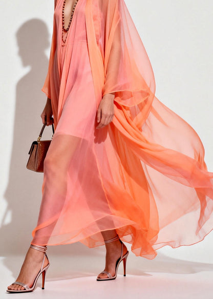 Modern V Neck Patchwork Chiffon Women Sets 2 Pieces Summer