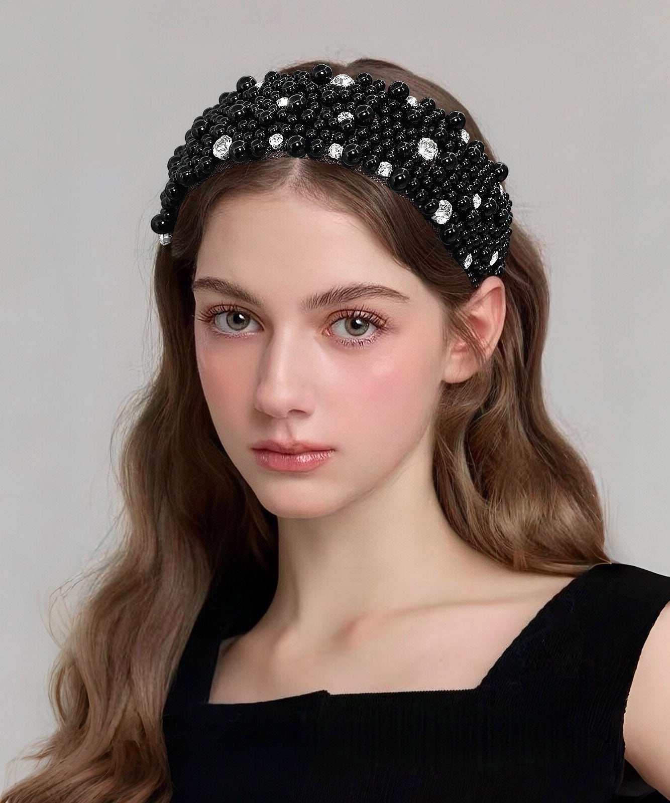 Modern White Acrylic Pearl Zircon Bride HairPiece