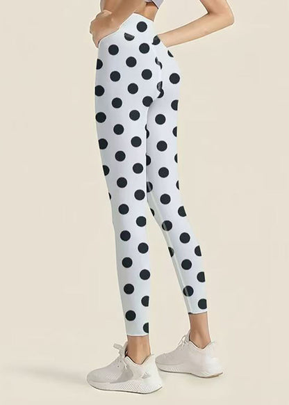 Modern White Dot Print High Waist Butt Scrunch Capri Athletic Leggings