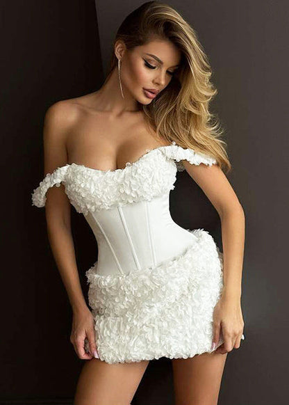 Modern White Floral Patchwork Cotton Mini Dress Summer