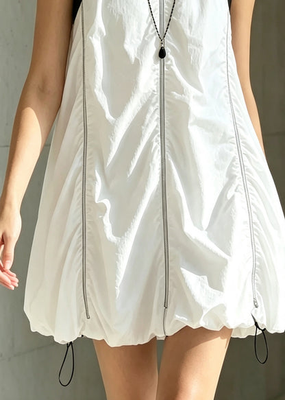 Modern White O-Neck Cotton Day Dress Sleeveless
