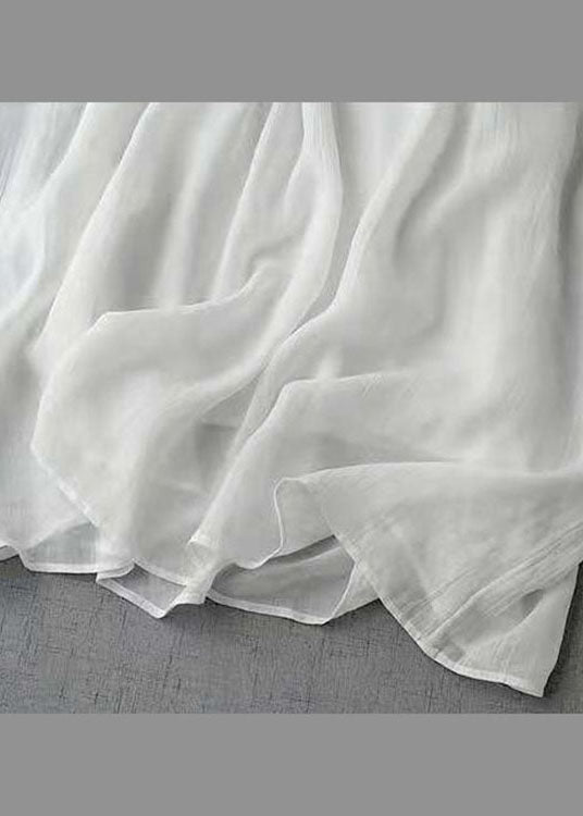 Modern White O-Neck Patchwork cotton blend Long Dresses Half Sleeve